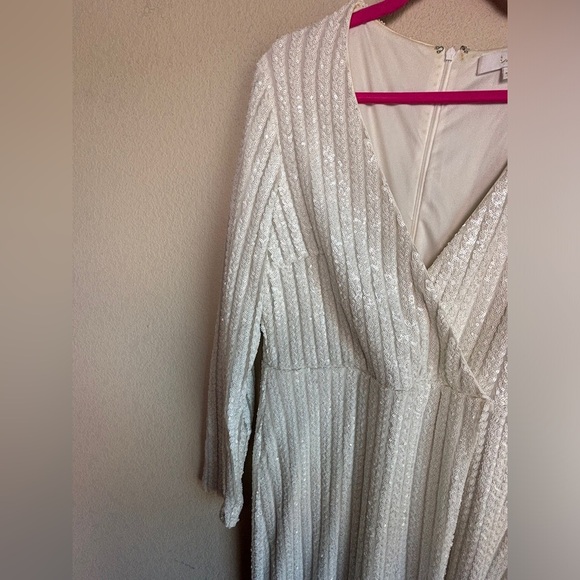 Lulus White Sequin Love Lasts Forever Sequin Wrap Style Maxi Dress XL - Picture 4 of 12